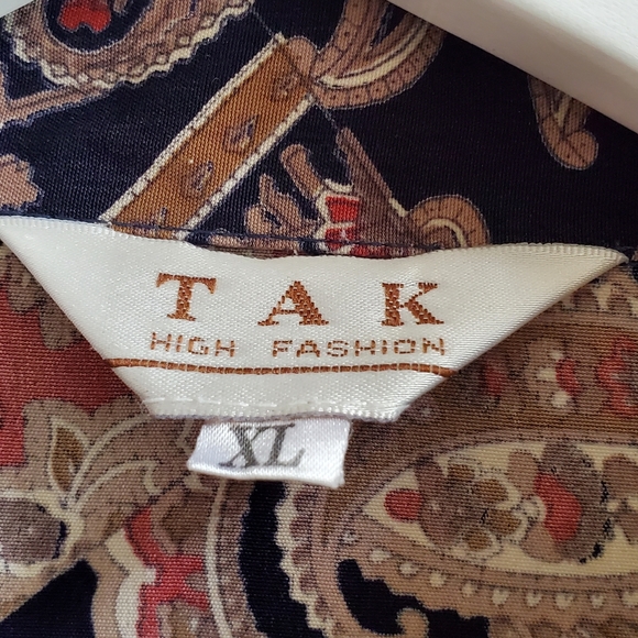Vintage Collared  TAK paisley pattern, patch work like shirt XL - Picture 3 of 8
